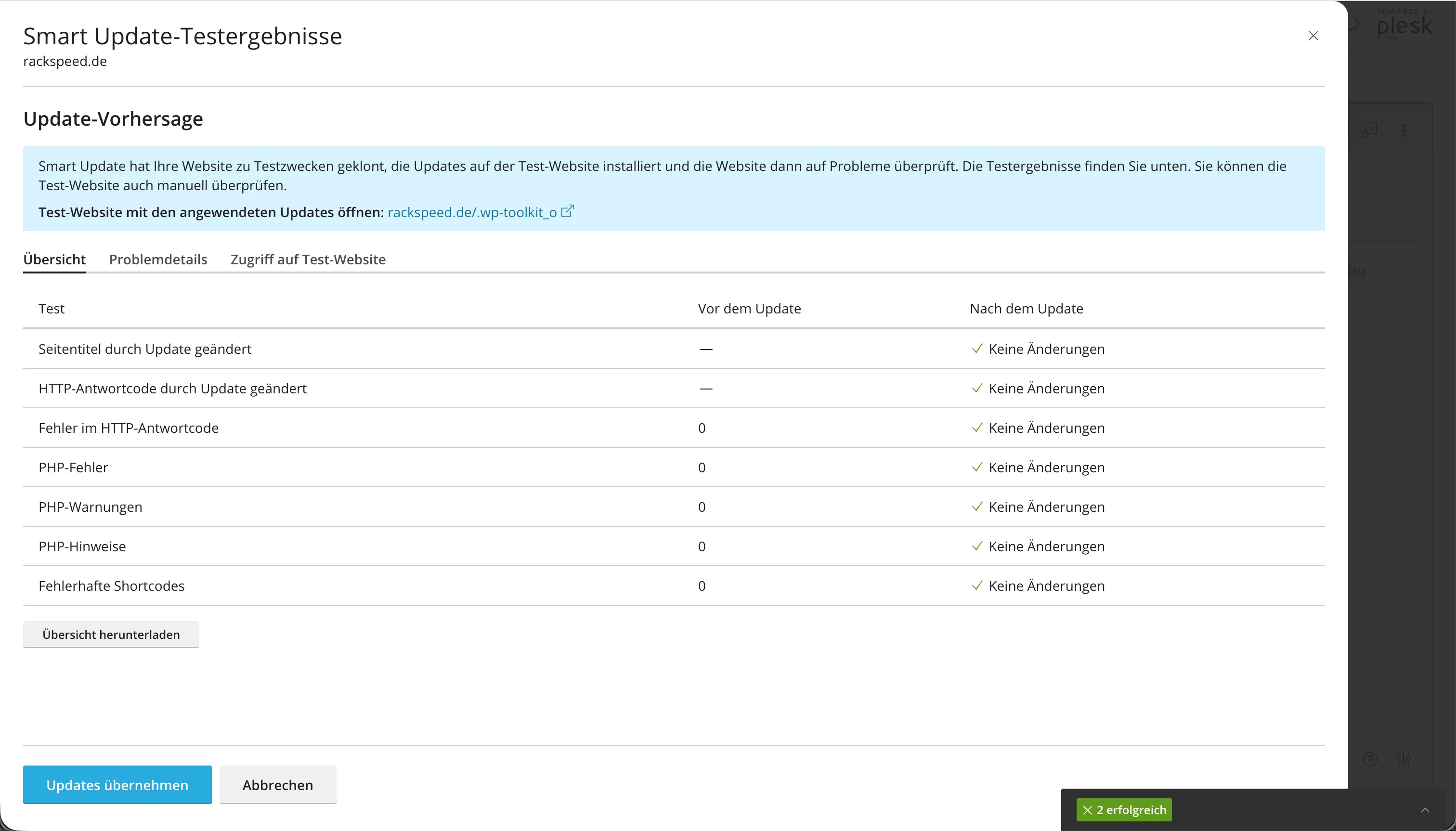 WordPress Toolkit — Smart-Updates mit Visual-Diff zwischen alter und neuer Version